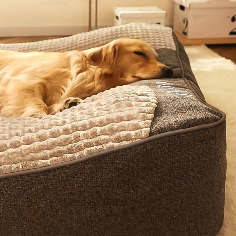 Hondenmand Verhoogd Hoofdkussen Crystal Velvet Wasbaar Grote Honden XL Labrador Golden Retriever | Restfield