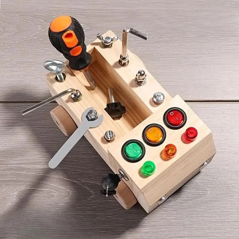 Busy Board Hout Montessori Fijne Motoriek Peuter Educatief Speelgoed LED | Restfield